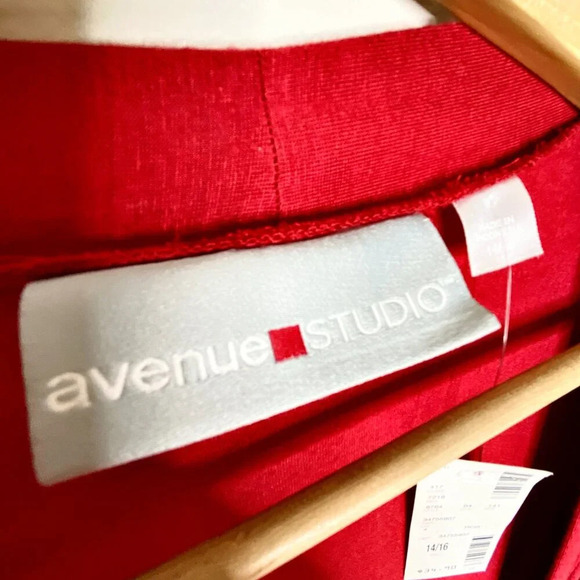 NWT Avenue Studio 14/16 Red Open Front Cardigan Long Sleeve Layering Sweater - Picture 6 of 10